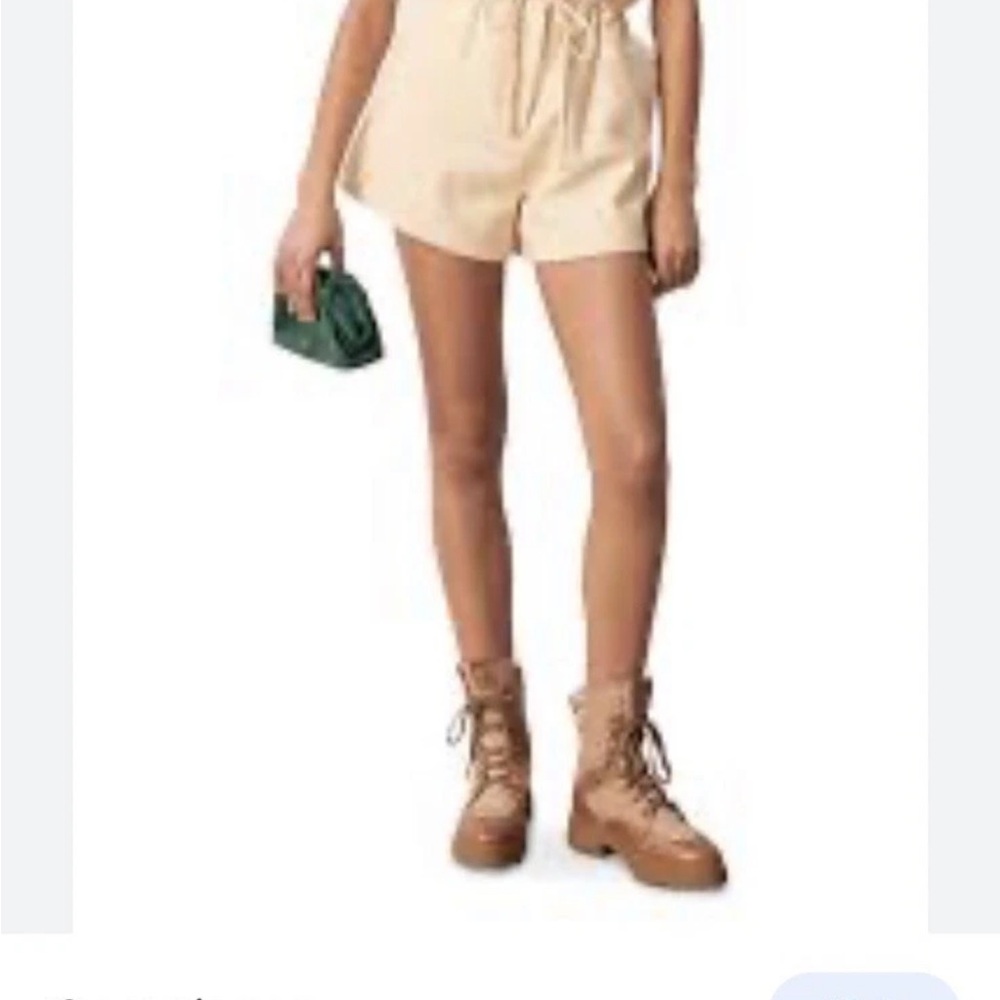 NWT Ba&sh Paperbag Shorts linen pull on adjustable substantial butter yellow